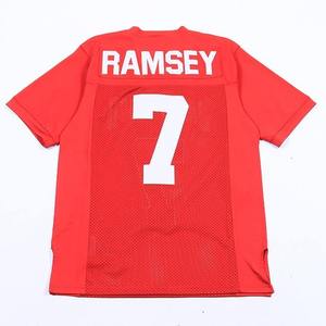 เสื้อฟุตบอลอเมริกันสีแดงแบบกำหนดเอง แขนสั้น ผ้าตาข่าย สำหรับเล่นกีฬา พร้อมชื่อและหมายเลขผู้เล่น สำหรับการฝึกซ้อม - Product Image 5