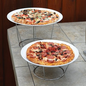 Unique design Metal <b>Pizza</b> Stand Round <b>Shape</b> Rose Gold Frame Black Tray For Tableware Hotel Restaurant Cafe Use - Product Image 6