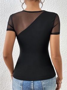 Women's Regular Fit XS Nonwoven O-Neck Leopard Print Short Sleeve <b>Plain</b> Anti-Wrinkle Quick Dry Eco-Friendly 100% Cotton T-Shirt - Product Image 4