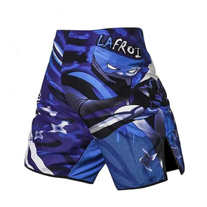 LAFROI Mixed Martial Arts Shorts Men Quick Dry Polyester Sublimation Print Blue <b>Star</b> Design Adult MMA Wear - Product Image 6