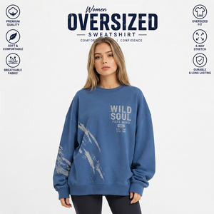 Sweat-shirt oversize pour femme en molleton imprimé, col rond, coupe ample, pour l'hiver - Product Image 2