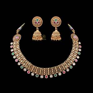 Kiyana Antique Designer Gold Plated Zircon Necklace and Earring Set for Wedding - Product Image 4