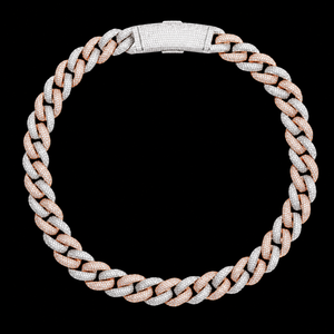 High Quality 18K <b>Solid</b> Gold Cuban Link Chain <b>Necklace</b> with Round Brilliant Cut Moissanite Full Iced Design Unisex Stylish Chain - Product Image 1
