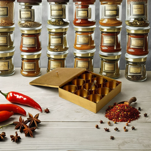Gold Brass Metal Indian Spice Masala <b>Storage</b> <b>Box</b> with 7 Containers and Spoon Kitchen <b>Storage</b> Lid Design Herb & Spice <b>Tools</b> - Product Image 5