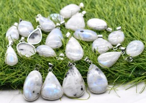 Colliers pendentifs ovales en pierre de lune, plaqué argent 925, bijoux en pierres précieuses naturelles, unisexe, à porter au quotidien, cadeau - Product Image 5