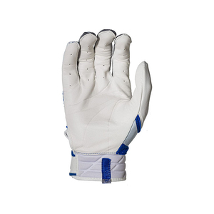 Blue White Leather Batting Gloves Padded <b>Hook</b> And Loop Closure Unisex Adult Training Adult Baseball Batting Gloves Ergonomic - Product Image 2