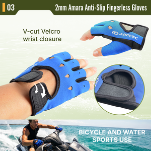 Gants sans doigts en néoprène Aropec 2 mm, fermeture à boucle réglable, paume en PVC antidérapant flexible Amara, unisexe, plongée, sports nautiques - Product Image 4