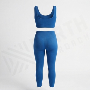 Conjunto de Yoga Personalizado para Mujer Tallas Grandes, Dos Piezas, Ropa Deportiva, Cintura Alta, Transpirable, Sin Costuras, Bra Deportivo y Pantalones con Logotipo Frontal - Product Image 2