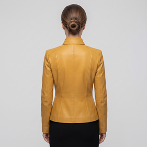 Women's Button Down <b>Leather</b> Sport Coat <b>Blazer</b> Women Business <b>Leather</b> <b>Blazer</b> Coat Women's Fashion <b>Leather</b> <b>Blazer</b> Outerwear - Product Image 2