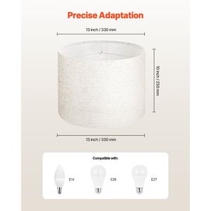 2 Bộ Trống Đèn bóng râm 13x13x10 <span class=keywords><strong>inch</strong></span> vừa tròn ánh sáng Linen-cho đèn bao gồm & Shades - Product Image 4