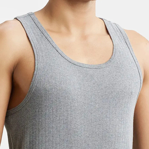 Débardeur sans manches gris pour homme, col rond, décontracté, tricoté, couleur unie, en coton, sous-vêtement - Product Image 5