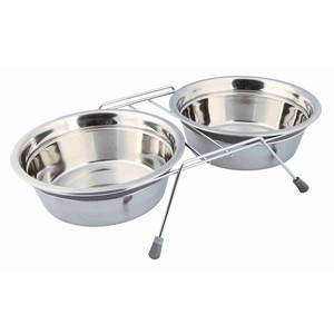 Ciotole e Mangiatoie Antivibrazione in Acciaio Inox da 1,5L per Animali Domestici, Doppia Mangiatoia 21 cm - Product Image 1