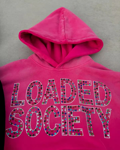 Custom 500gsm <b>Black</b> Rhinestone Distressed Fleece <b>Hoodie</b> with 3D Embroidery Applique for <b>Men</b> - Product Image 4