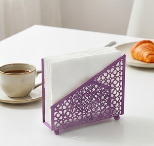 Moderno Porta Servilletas Metálico Morado con Diseño de Patrón Circular para Organizador de Mesa, Decoración de Mesa y Uso en la Cocina - Product Image 4