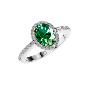 Bague halo en or 14 carats avec émeraude naturelle taille ovale 1,5 carat |   Bague de fiançailles et de fête minimaliste pour femmes |   Certifié IGI - Product Image 5