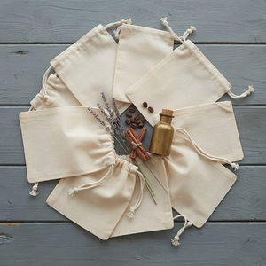Sacs d'emballage en coton à cordon de serrage imprimés sur mesure, écologiques, lavables, réutilisables, résistants à l'eau, durables pour un usage domestique - Product Image 3