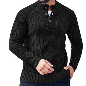 Pull en tricot simple, chaud et respirant avec logo frontal, texture douce, style décontracté, idéal pour l'hiver au quotidien - Product Image 1