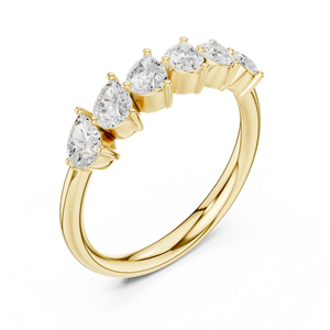 Anillos de Compromiso de Moda con Certificación IGI, Diamante Cultivado en Laboratorio de Corte Pera de 1.5CT en Total, Banda de Media Eternidad, Oro Amarillo de 14K, para Bodas y Fiestas - Product Image 2