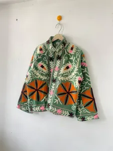 Handmade Reversible Floral Suzani <b>Velvet</b> Embroidered Cotton Lining <b>Jacket</b> <b>Women</b> | Boho Indian Ethnic Winter Wholesale No Closure - Product Image 3