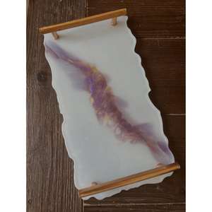 Luxury <b>Epoxy</b> Resin Serving Tray With Gold Metal Handles Custom Irregular Agate Geode Platter Decorative Dessert <b>Coffee</b> Serving - Product Image 1