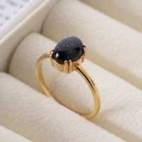 Bague en pierre d'or bleue Galaxie de Minuit, Bague en pierre d'or bleue Nuit Étoilée, Gemme Galaxie Cosmique, Argent Sterling 925 Plaqué Or 14K