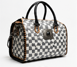 Sac à main de luxe en cuir véritable pour femme, motif losanges, chaînes décoratives, deux anses, fermeture éclair, grande taille, vente en gros - Product Image 4