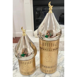 Luxury Gold Bakhoor <b>Burner</b> Set With Elegant Mood <b>Silver</b> Dome, Metal Craft Design For Home Decor, Ramadan & Arabic Hospitality - Product Image 4