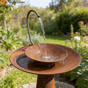 Fontaine d'eau extérieure en acier Corten rouillé rouge de 2 mm d'épaisseur, résistante aux intempéries, diamètre personnalisable, utilisation intérieure/extérieure - Product Image 5