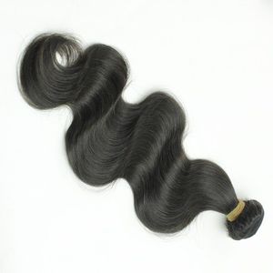 Extensiones de Cabello Humano Virgen Indio Liso Sedoso Ondulado, 3 Piezas a Granel, Doble Trama, Tejido a Máquina, Negro Natural - Product Image 1