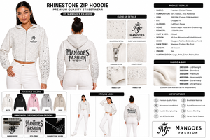 Ensemble deux pièces streetwear hiver uni en molleton de coton brossé doux lavé avec strass, comprenant un sweat à capuche zippé et un short - Product Image 6