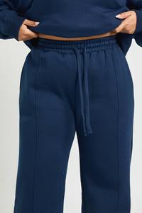 Ensemble de survêtement sportif pour femme, coupe oversize, comprenant un sweat à capuche et un pantalon de survêtement à jambe droite, en molleton de coton bleu, pour la gym et le fitness, ensemble assorti actif - Product Image 3