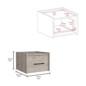 Light Grey Boa Single Drawer <b>Floating</b> Nightstand with Handle <b>Wall</b> Mounted End Table & Side Table for Bedroom - Product Image 3