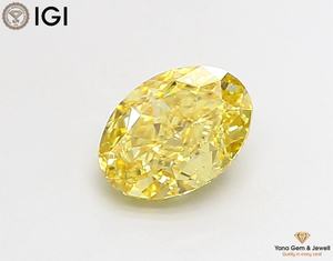 เพชรสีเหลืองสดใส ระดับความสะอาด VS1 พร้อมใบรับรอง IGI น้ำหนัก 1.00 กะรัต รูปทรงวงรี เพชร CVD ที่เพาะเลี้ยงในห้องปฏิบัติการ สำหรับจี้ชิ้นงานชิ้นเอก - Product Image 1