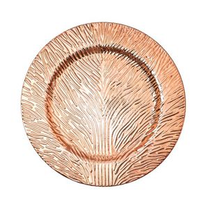 Assiette de service ronde couleur or avec bordure décorative, écologique, sans danger pour les aliments, vaisselle de luxe pour les occasions de mariage - Product Image 4