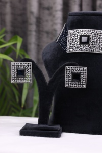 Geometric Crystal Rhinestone <b>Necklace</b> <b>Earring</b> <b>Set</b> <b>Silver</b> Plated Zinc Alloy Women's Party Jewelry Trendy Fashion Jewelry - Product Image 6