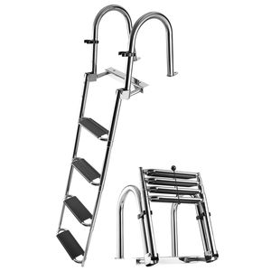 Escalera telescópica plegable de acero inoxidable de 4 peldaños para embarcaciones, escalera de entrada trasera para barcos, capacidad de 600 lb, extra ancha para una mejor adherencia - Product Image 1