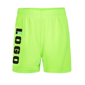 Shorts de sport pour homme, vert fluo uni, séchage rapide, taille élastique, avec logo imprimé, longueur mi-haute - Product Image 1