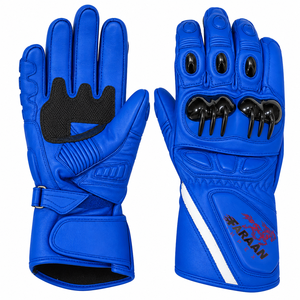 Guantes de Motociclismo de Cuero Azul, Protección Completa para los Nudillos, Guantes de Motocicleta para Pista, OEM - Product Image 4