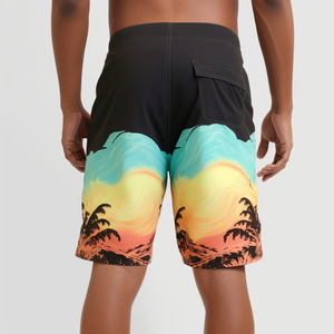 Pantalones Cortos de Playa para Hombre, Estampado Tropical, Secado Rápido, con Cordón Ajustable, Cintura Media, Estilo Casual, Tejido de Poliéster - Product Image 3