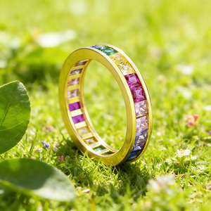 QIKU Bohemia Rainbow Colorful <strong>Crystal</strong> Women <strong>Ring</strong> Copper Zircon Jewelry Versatile Female Engagement Wedding Accessories Wholesale - Product Image 1