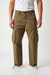 Pantalon cargo pour homme, coupe décontractée, multi-poches, matière en coton doux, anti-rides, respirant, style confortable pour les voyages - Product Image 1