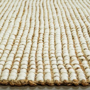 Alfombra Moderna Abstracta Hecha a Mano con Yute, Tejido Plano Texturizado en Beige Natural para Sala de Estar y Dormitorio - Product Image 4