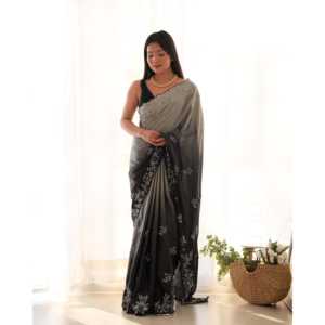 Saree boda de diseñador con secuencia y multihilo Zari Dori Work - Product Image 6