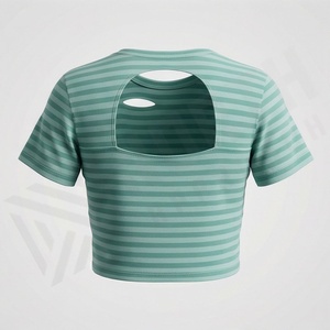 Camiseta de Mujer Personalizada, Microelástica, Transpirable, con Estampado de Corazón de Leopardo, de Algodón, Estilo Casual - Product Image 2