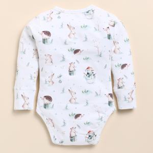 Body à manches longues en bambou bio élasthanne de qualité supérieure sous-vêtements pour bébé à imprimé cône de neige - Product Image 3