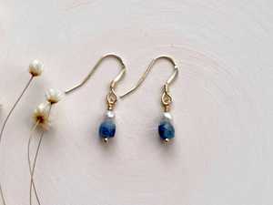 New Arrival Classic Cut Kyanite & Freshwater <b>Pearl</b> <b>Earrings</b>, Genuine Kyanite Cube Gold <b>Pearl</b> Dangle <b>Earrings</b> Jewellery For Women - Product Image 5