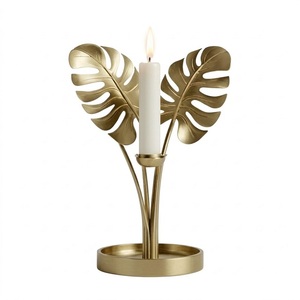 Portavelas Central con Hojas de Estilo Europeo para Centros de Mesa en Bodas y Fiestas de Aniversario - Product Image 2