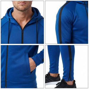 Custom Men's Hooded Tracksuit Set Zip Up Hoodie & Sweatpants 100% Cotton <b>Athletic</b> Jogger Suit Unisex Workout Sports Track Suit - Product Image 5