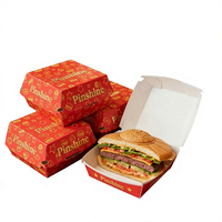 Boîte à lunch en carton ondulé bleu personnalisée avec logo imprimé, pour emporter, résistante à la graisse, pour hamburgers UFO