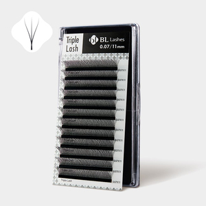 [Private Label] BEST Korea PBT Premade Fans YY, Triple Lash 0.07 Wholesale (C,D Curl)(8-13mm Mix) Individual Soft Eyelash - Product Image 2